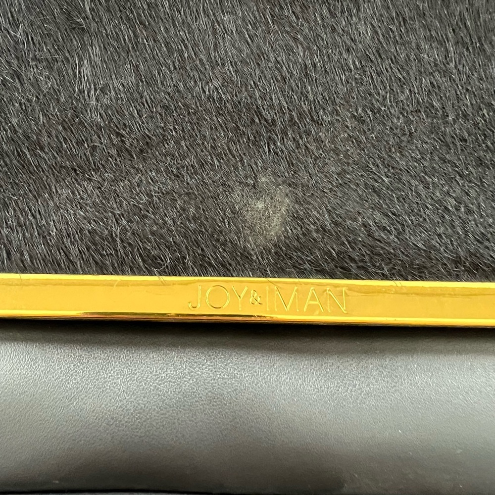 Joy & Iman Gray Leather/Calf Hair Crossbody Bag with Gold Detail - Picture 2 of 5